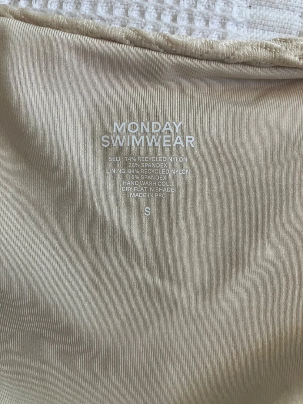 Monday Swimwear Bikini, Tan quilted design